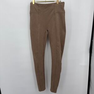 SPANX M/M Tall Faux Suede‎ Leggings Womens Brown Pull On Pants